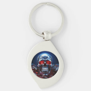 Crystal Skull met Ruby Red Eyes Metal Sleutelhange Sleutelhanger