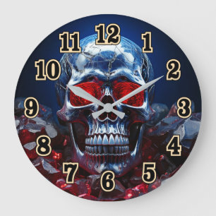 Crystal Skull met Ruby Red EyesClock Grote Klok