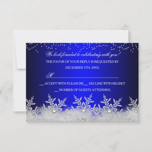 Crystal Snowflake Blue Christmas Party RSVP (Devant)