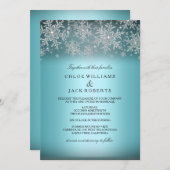 Crystal Snowflake Blue Winter Wedding Invitation (Devant / Derrière)