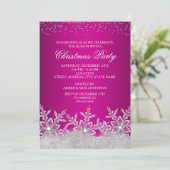 Crystal Snowflake Hot rose Noël Invitation (Debout devant)
