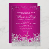 Crystal Snowflake Hot rose Noël Invitation (Devant / Derrière)