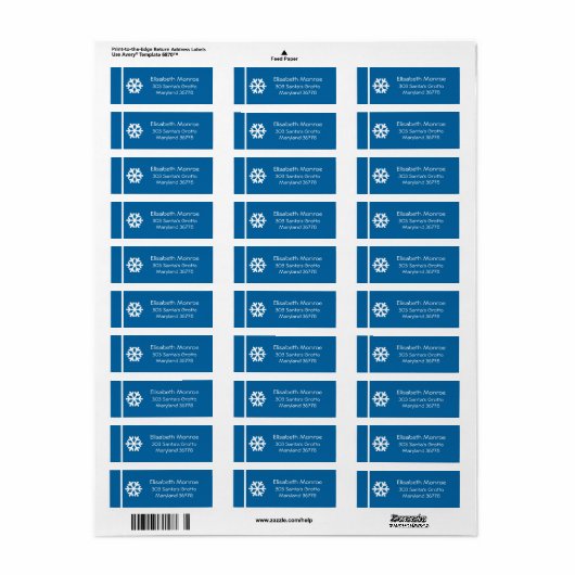 Crystal Snowflake Kerstmis Etiket (Full Sheet)