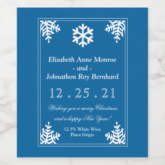 Crystal Snowflake Noël Vin Étiquette (Étiquettes simples)