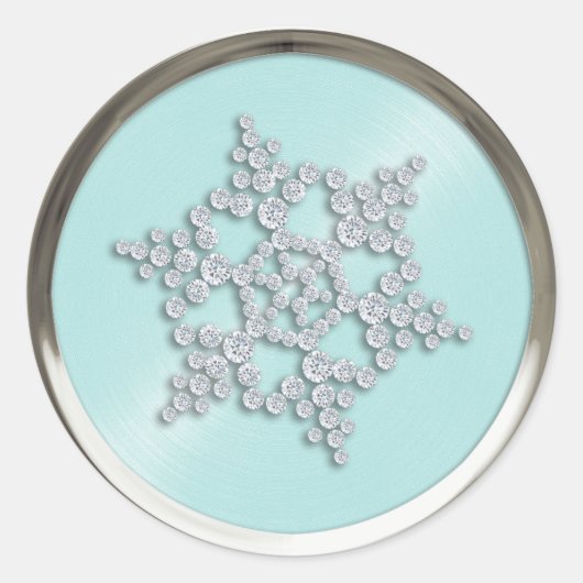 Crystal Snowflake op Aqua Seal Ronde Sticker (Voorkant)