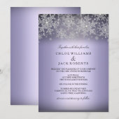 Crystal Snowflake Paarse Winter Weddenschap Kaart (Voorkant / Achterkant)
