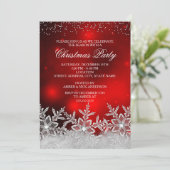 Crystal Snowflake Red Christmas Party Invitation (Debout devant)