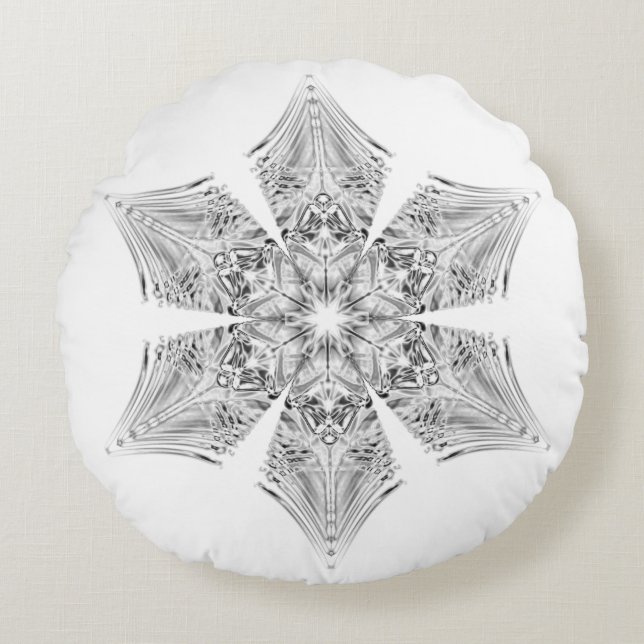 Crystal Snowflake Rond Kussen (Voorkant)