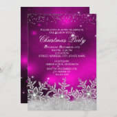 Crystal Snowflake rose Invitation de la fête de No (Devant / Derrière)