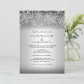 Crystal Snowflake Silver Hiver Mariage Invitation (Debout devant)