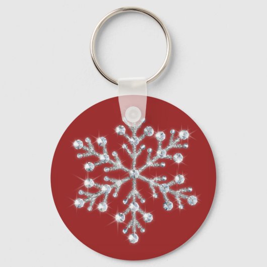 Crystal Snowflake Sleutelhanger (rood) (Voorkant)