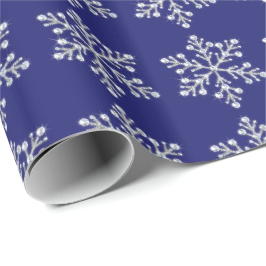 Crystal Snowflake Wrapping Paper - blauw Cadeaupapier (Rol Hoek)