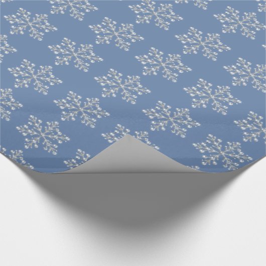 Crystal Snowflake Wrapping Paper - blauw Cadeaupapier (Hoek)