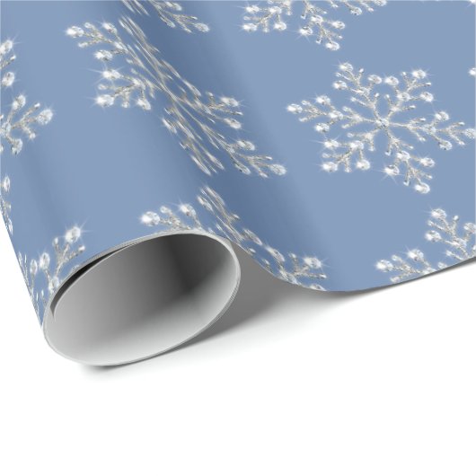 Crystal Snowflake Wrapping Paper - blauw Cadeaupapier (Rol Hoek)