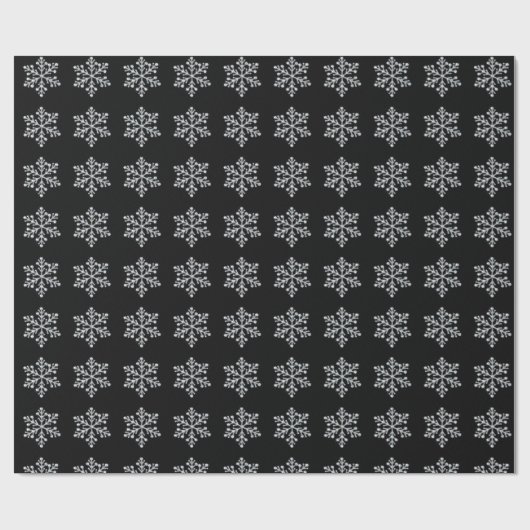 Crystal Snowflake Wrapping Paper - zwart Cadeaupapier (Vlak)