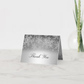 Crystal Snowflake Zilveren Winter Bedankt Card (Voorkant)