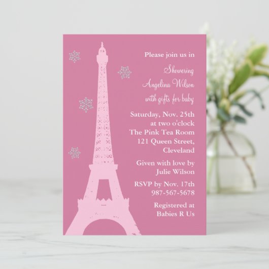 Crystal Snowflakes in Parijs (roze) Kaart (Staand voorkant)