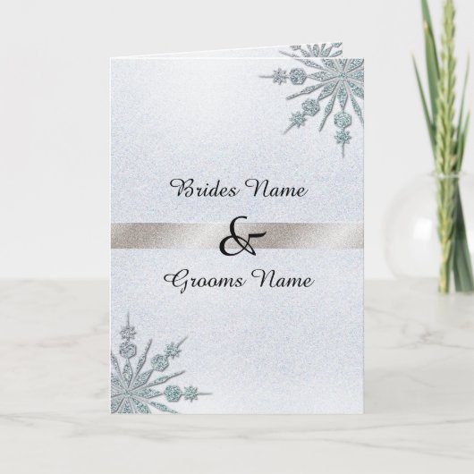 Crystal Snowflakes Invitation pliée Mariage (Devant)