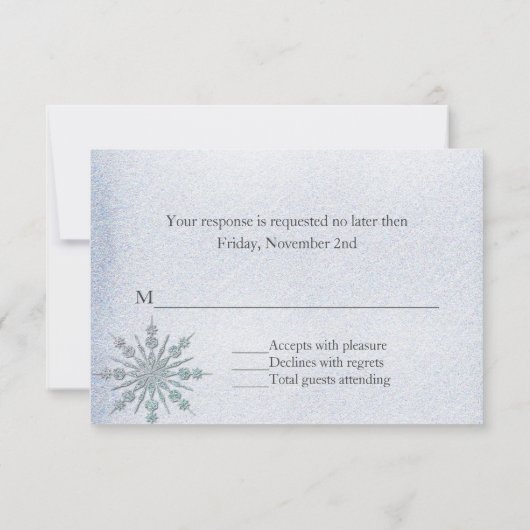 Crystal Snowflakes Mariage d'hiver RSVP (Dos)