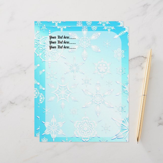 Crystal Snowflakes Pattern Briefhoofd (Voorkant / Achterkant in situ)
