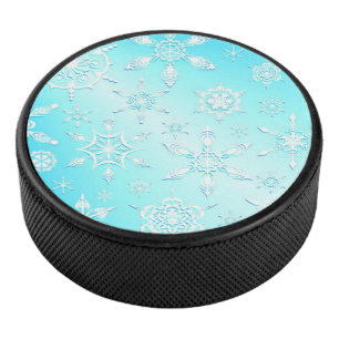 Crystal Snowflakes Pattern Hockey Puck