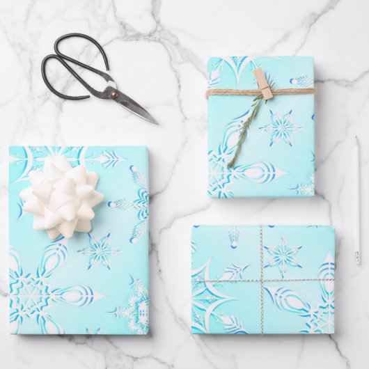 Crystal Snowflakes Pattern Inpakpapier Vel (Voorkant)