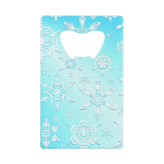 Crystal Snowflakes Pattern Kredietkaart Flessenopener (Voorkant)