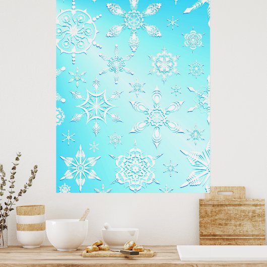 Crystal Snowflakes Pattern Poster (Keuken)