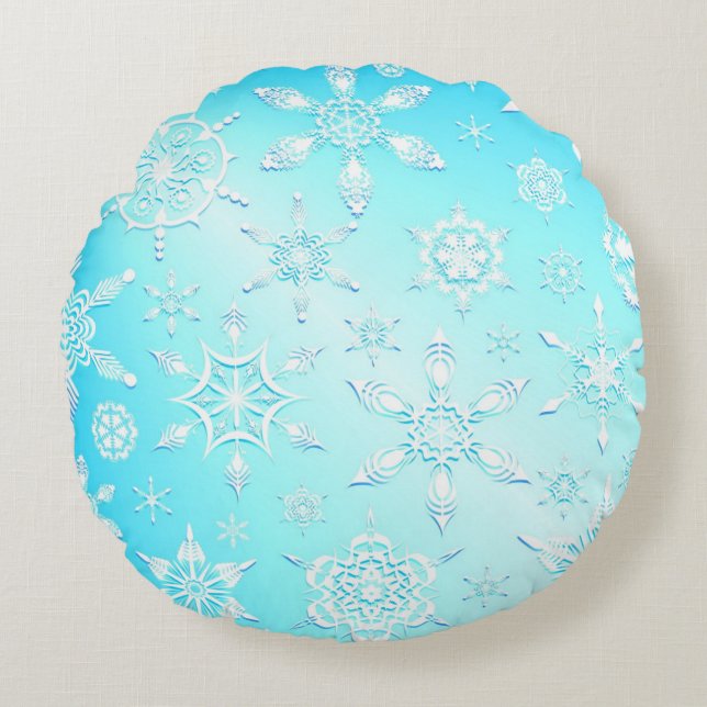 Crystal Snowflakes Pattern Rond Kussen (Voorkant)