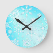 Crystal Snowflakes Pattern Ronde Klok (Voorkant)