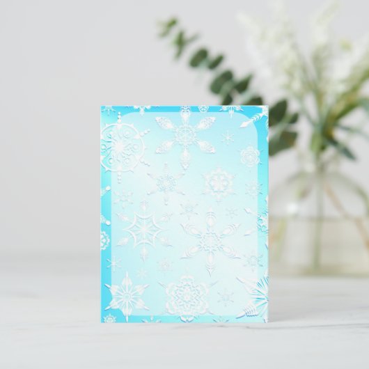 Crystal Snowflakes Pattern RSVP Kaartje (Staand voorkant)