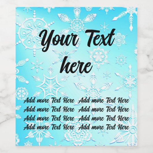 Crystal Snowflakes Pattern Wijn Etiket (Enkel label)