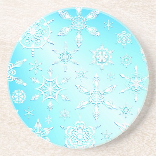 Crystal Snowflakes Pattern Zandsteen Onderzetter (Voorkant)