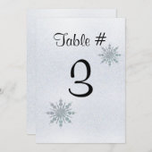 Crystal Snowflakes Winter Wedding Numéro de table (Devant / Derrière)