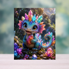 Crystal Sprout – Schattige Kristallen Draak Fantas Acryl Bord