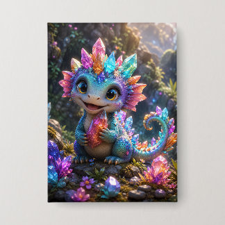 Crystal Sprout – Schattige Kristallen Draak Fantas Button