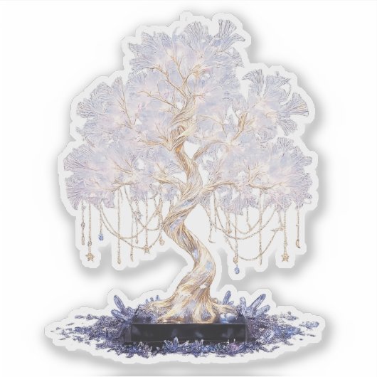 Crystal vinyl sticker of a golden galaxy tree (Voorkant)