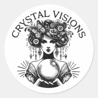 Crystal Visions Mystical Woman  T-shirt | B Ronde Sticker