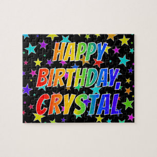 "CRYSTAL" voornaam, geun "HAPPY BIRTHDAY" Legpuzzel