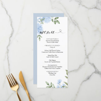 CRYSTAL Wedding Menu / Blue Roos Waterverf Floral
