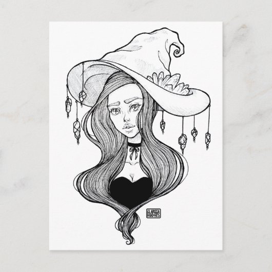Crystal Witch Inktober Art Print op Briefkaart (Voorkant)