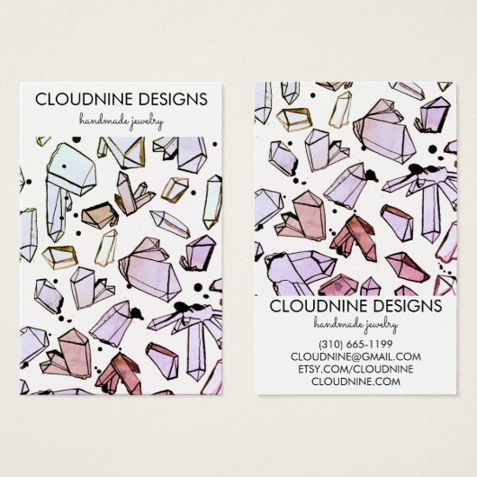 Crystales d'aquarelle portant bijoux carte d'affic (Devant & derrière)