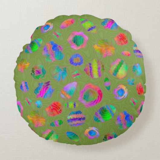 Crystalline Riverbed Moss Green Rond Kussen (Voorkant)