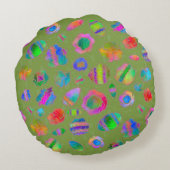 Crystalline Riverbed Moss Green Rond Kussen (Achterkant)