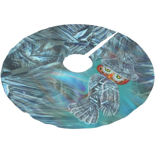 Crystallized Winter Mode Owl Tree Skirt Kerstboom Rok (Gekanteld)