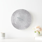 Crystals Confetti Glitter Grey Glass Silver Gray Grote Klok (Huis)
