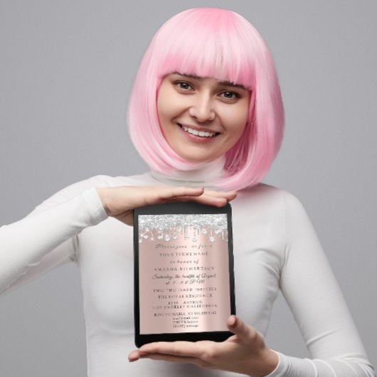 Crystals Glitter Silver Grey Roos Bridal Birthday Kaart