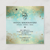 *~* Crystals Hand Snake Moon Magic Boho Blauwgroen Vierkante Visitekaartje (Achterkant)