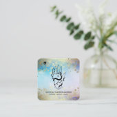 *~* Crystals Hand Snake Moon Magic Boho Blue Vierkante Visitekaartje (Staand voorkant)