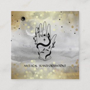 *~* Crystals Hand Snake Moon Magic Boho Gray Vierkante Visitekaartje